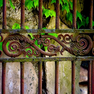 Elément central en volutes d'une grille en fer forgé - France  - collection de photos clin d'oeil, catégorie clindoeil